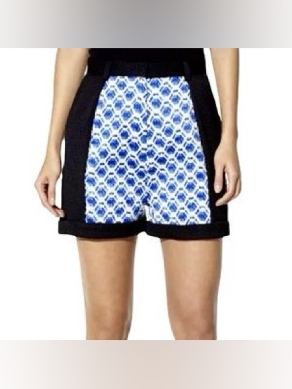 Peter Pilotto for Target Blue Geometric High-Waisted Shorts Size 6